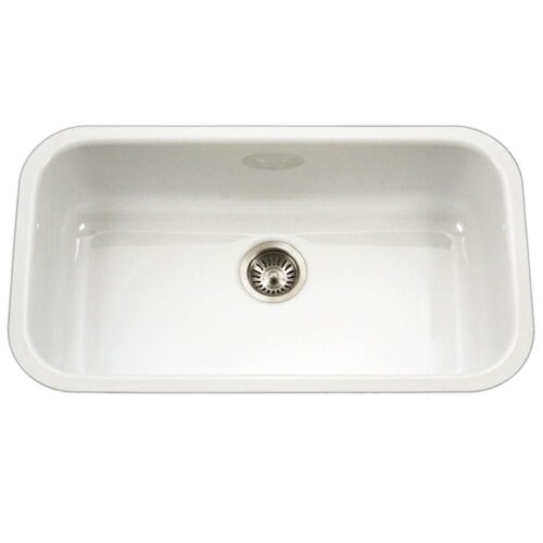 Porcela Series Undermount Porcelain Enamel Steel 31 in. Large Single Bowl Kitchen Sink in White