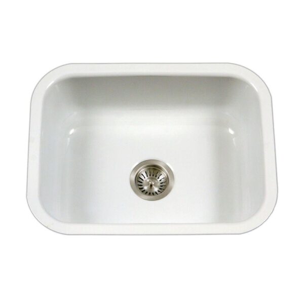 Porcela Series Undermount Porcelain Enamel Steel 23 in. Single Bowl Kitchen Sink in White