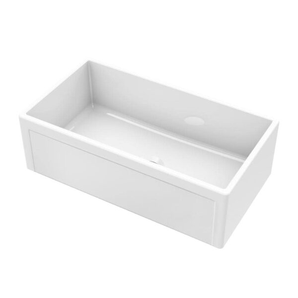 Farmhouse Apron Front Fireclay 33 in. Picture Frame Single Bowl Kitchen Sink in White