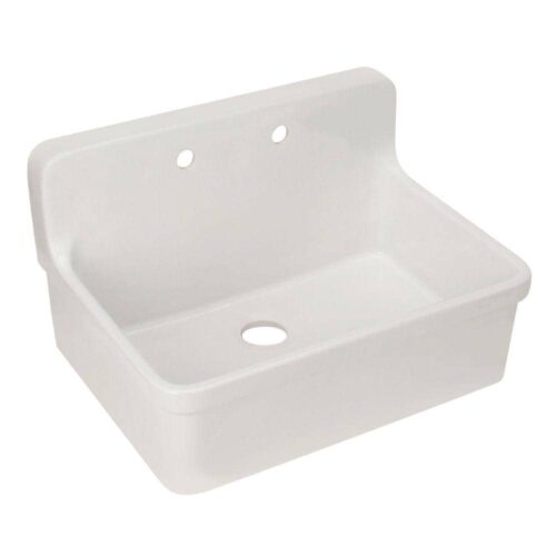 Gilford Farmhouse Apron Front Wall Mount Vitreous China 30 in. 2-Hole Single Bowl Kitchen Sink in White