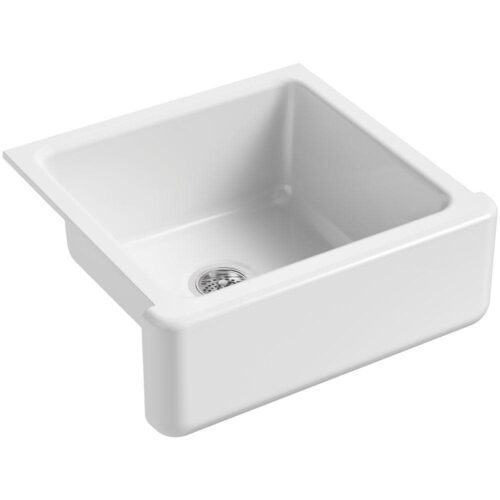 Whitehaven Farmhouse Apron Front Undermount Cast Iron 24 in. Single Bowl Kitchen Sink in White