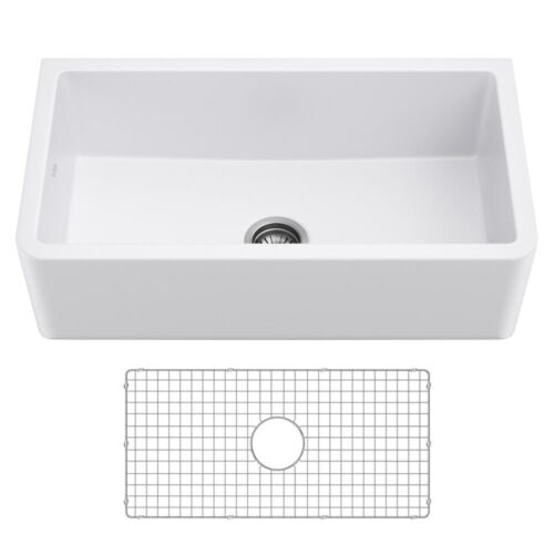 Turino 33 in. White Fireclay Single Bowl Farmhouse Apron Kitchen Sink