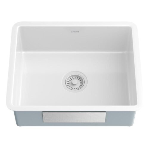 Pintura Undermount Porcelain Enamel Steel 21 in. Single Bowl Kitchen Sink in White