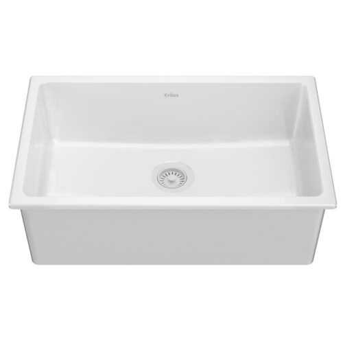 Turino White Fireclay 29.88 in. Single Bowl Drop-In Kitchen Sink