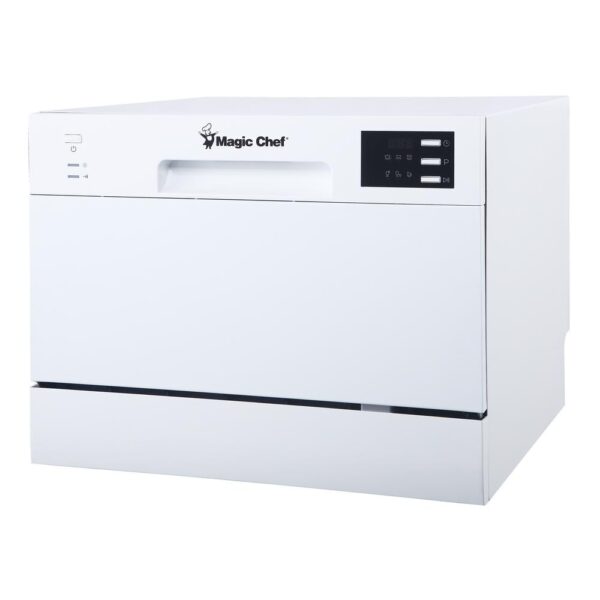 21 in. White Electronic Portable 120-volt Dishwasher with 6-Cycles with 6-Place Settings Capacity