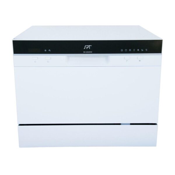 21 in. White LED Portable Countertop 120-Volt Dishwasher with 7 Cycles with 6 Place Settings Capacity