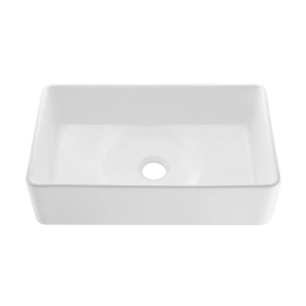 Elegance White Fireclay 33 in. Single Bowl Farmhouse Apron Kitchen Sink