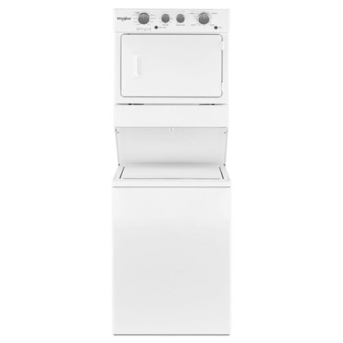 3.5 cu. ft. Stacked Washer and Gas Dryer with 9-Wash Cycles and Wrinkle Shield in White