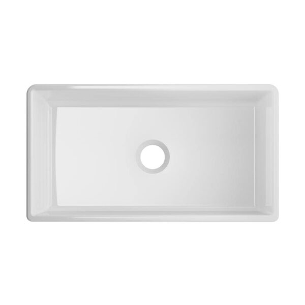 Farmhouse Apron Front Fireclay 33 in. x 18 in. x 10 in. Plain Single Bowl Kitchen Sink with Center Drain in White