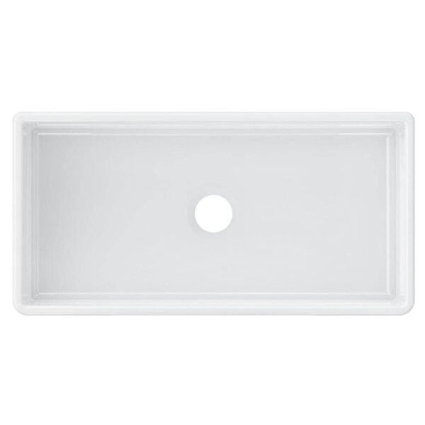 Farmhouse Apron Front Fireclay 36 in. x 18 in. x 10 in. Plain Single Bowl Kitchen Sink with Center Drain in White